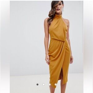 ASOS DESIGN halter drape pencil midi dress